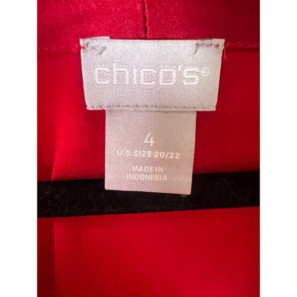 Chico's Red Long Sleeve V-Neck Tunic Sz 4 - Picture 3 of 3